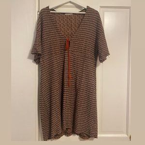 Zara brown, orange and white knitted dressed size L